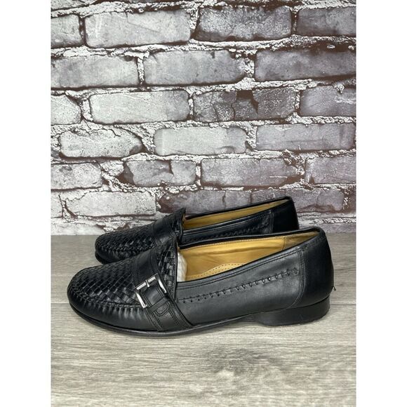 Cole Haan Black Leather Woven Weaves Buckle Loafers Dress Shoes Men 10.5M US/44 - Picture 9 of 16